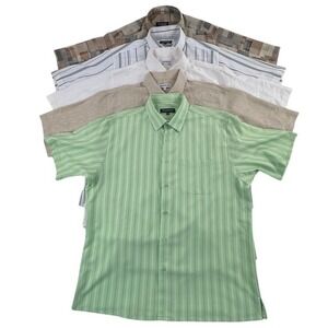 Bassiri‎ Mens XXL Button Down Shirts 5 Multicolor Microfiber Short Sleeve Lot